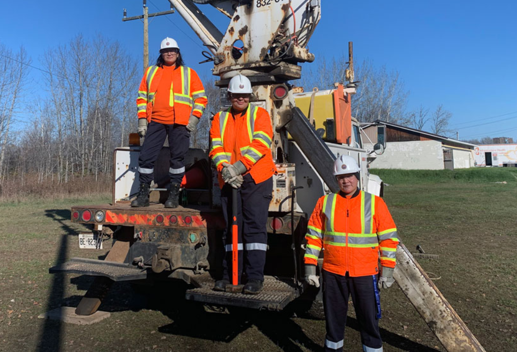 First Nations women are involved in a major transmission line. First Nations women are involved in a major transmission line.